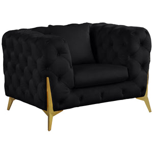 Meridian Kingdom Black Velvet Chair