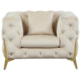 Meridian Kingdom Cream Velvet Chair
