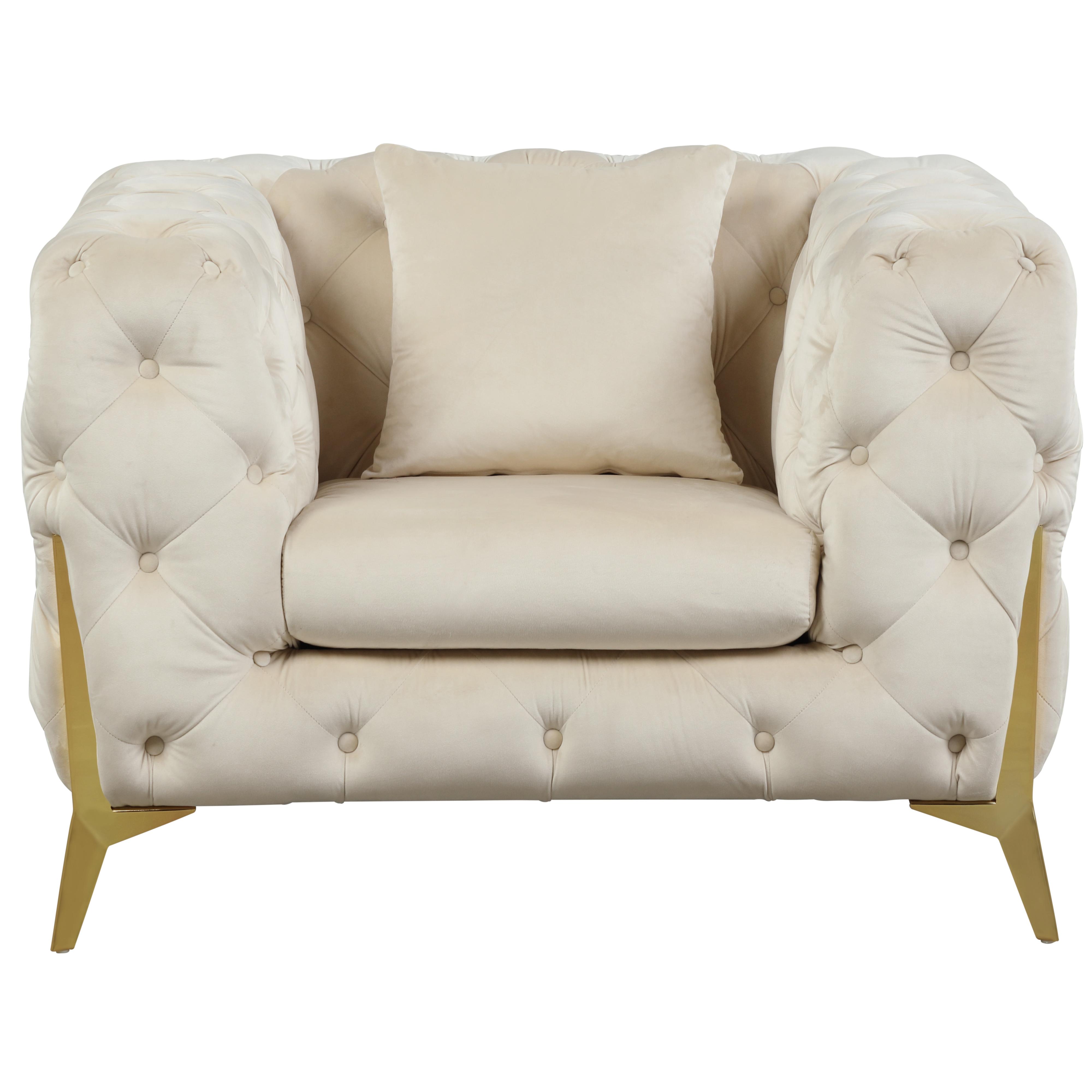 Meridian Kingdom Cream Velvet Chair