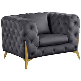 Meridian Kingdom Grey Velvet Chair