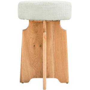 Meridian Jasper Cream Boucle Fabric Stool
