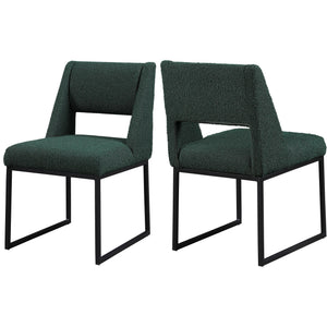 Meridian Jayce Green Boucle Fabric Dining Chair