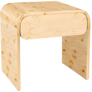 Meridian Cresthill Natural Burl Wood Night Stand