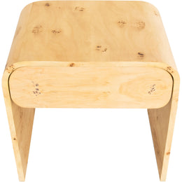 Meridian Cresthill Natural Burl Wood Night Stand
