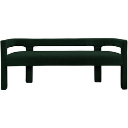 Meridian Athena Green Boucle Fabric Bench