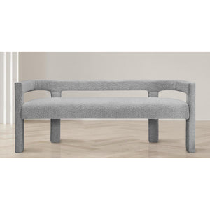 Meridian Athena Grey Boucle Fabric Bench