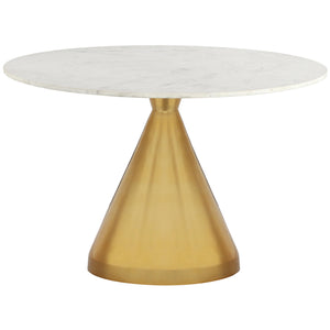 Meridian Emery White Marble Dining Table