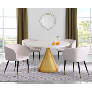 Meridian Emery White Marble Dining Table