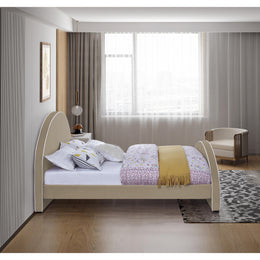 Meridian Brody Beige Velvet Queen Bed