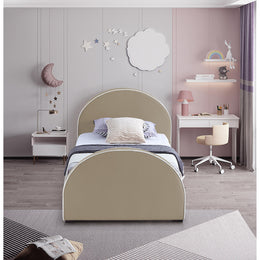 Meridian Brody Beige Velvet Twin Bed