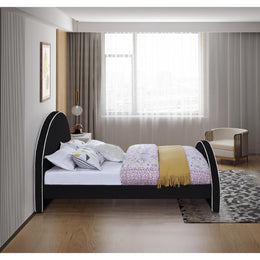 Meridian Brody Black Velvet Queen Bed