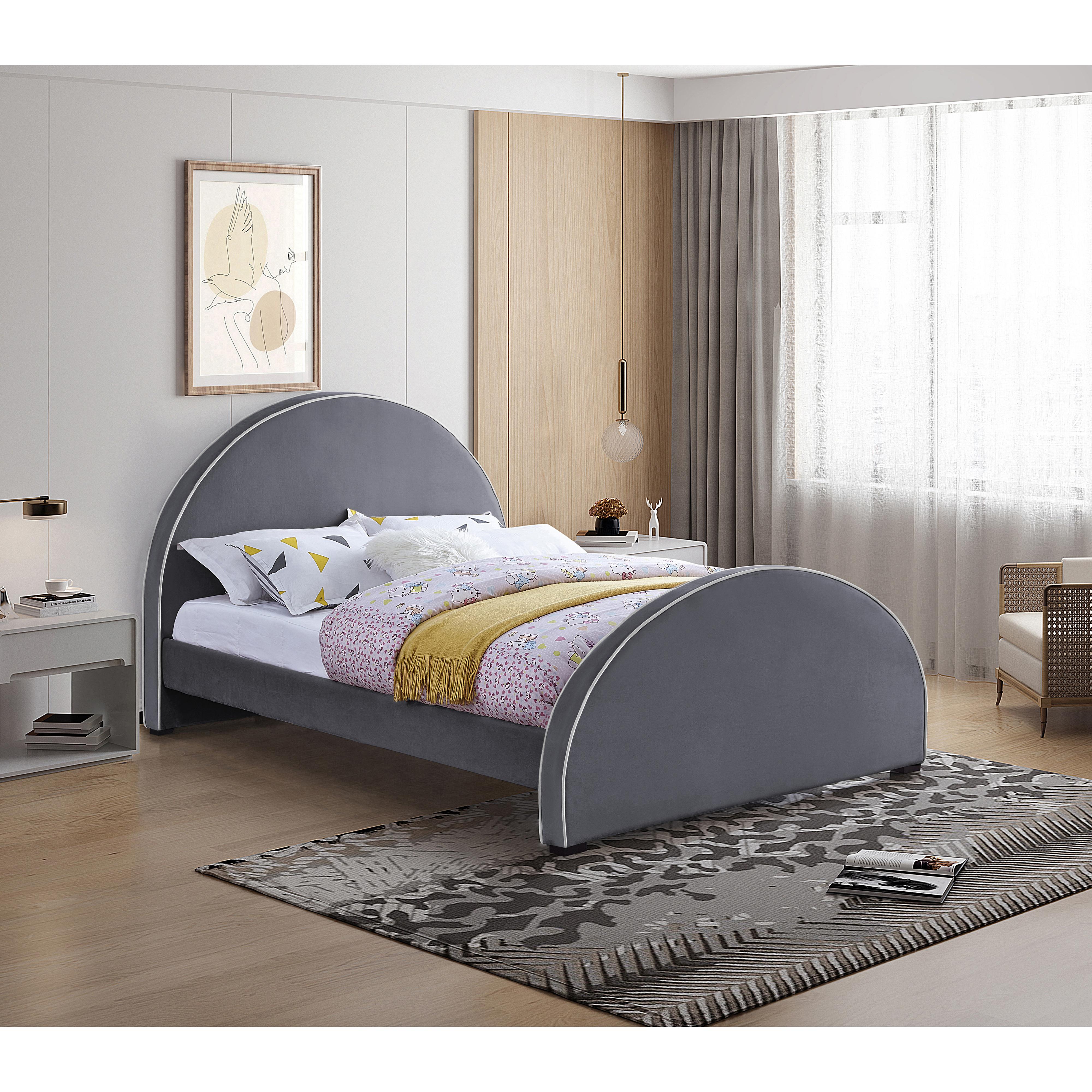 Meridian Brody Grey Velvet King Bed