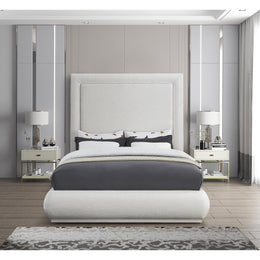 Meridian Brooke Cream Linen Textured Fabric King Bed