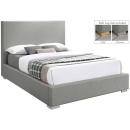 Meridian Crosby Grey Linen Textured Fabric King Bed