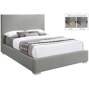 Meridian Crosby Grey Linen Textured Fabric King Bed