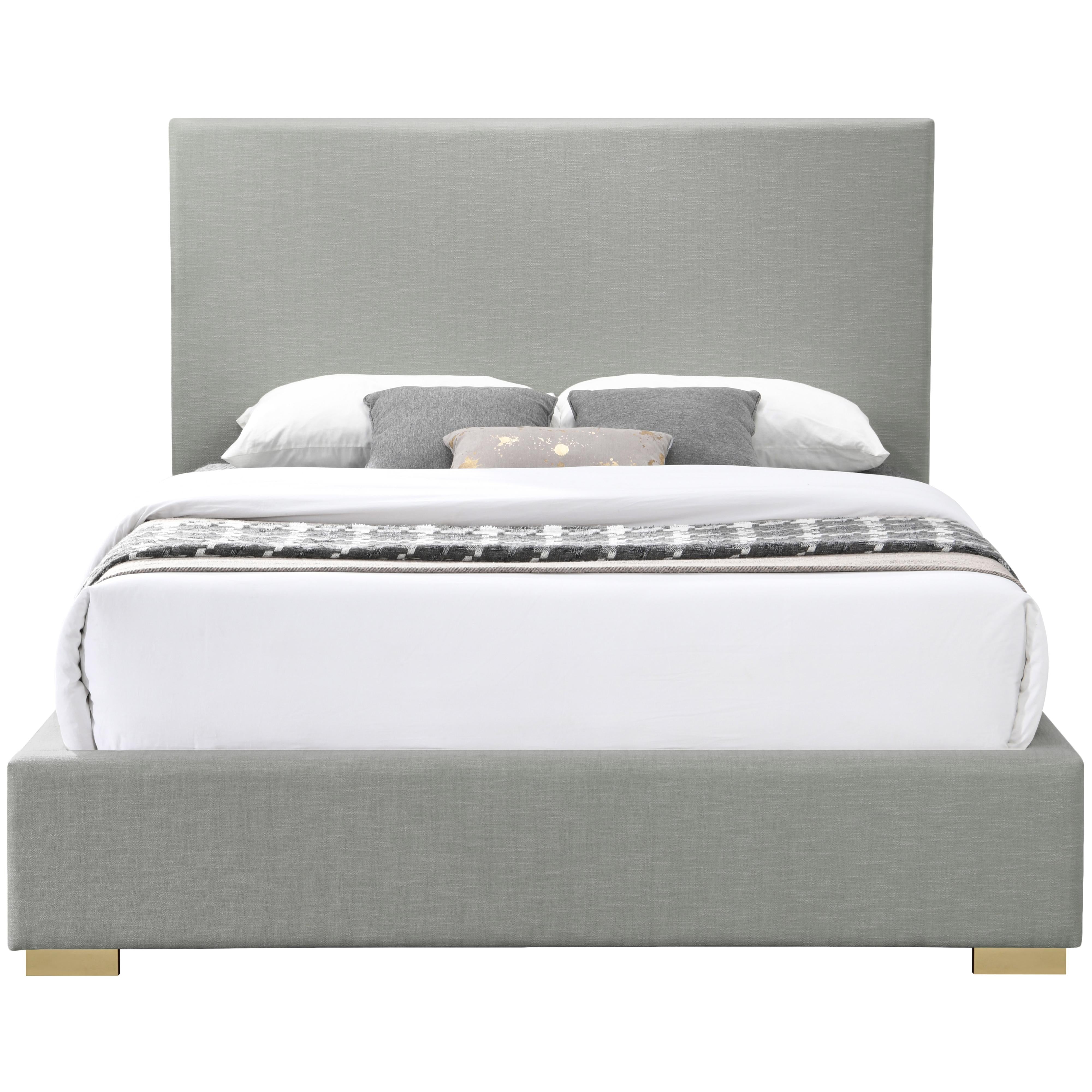 Meridian Crosby Grey Linen Textured Fabric King Bed