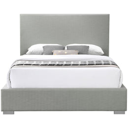 Meridian Crosby Grey Linen Textured Fabric King Bed