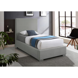 Meridian Crosby Grey Linen Textured Fabric Twin Bed