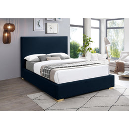 Meridian Crosby Navy Linen Textured Fabric Queen Bed