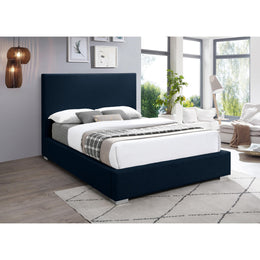 Meridian Crosby Navy Linen Textured Fabric Queen Bed
