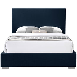 Meridian Crosby Navy Linen Textured Fabric Queen Bed