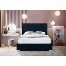 Meridian Crosby Navy Linen Textured Fabric Queen Bed