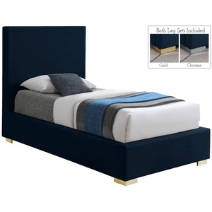 Meridian Crosby Navy Linen Textured Fabric Twin Bed