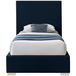 Meridian Crosby Navy Linen Textured Fabric Twin Bed