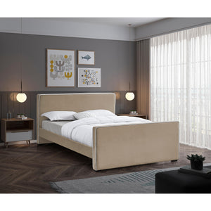 Meridian Dillard Beige Velvet King Bed