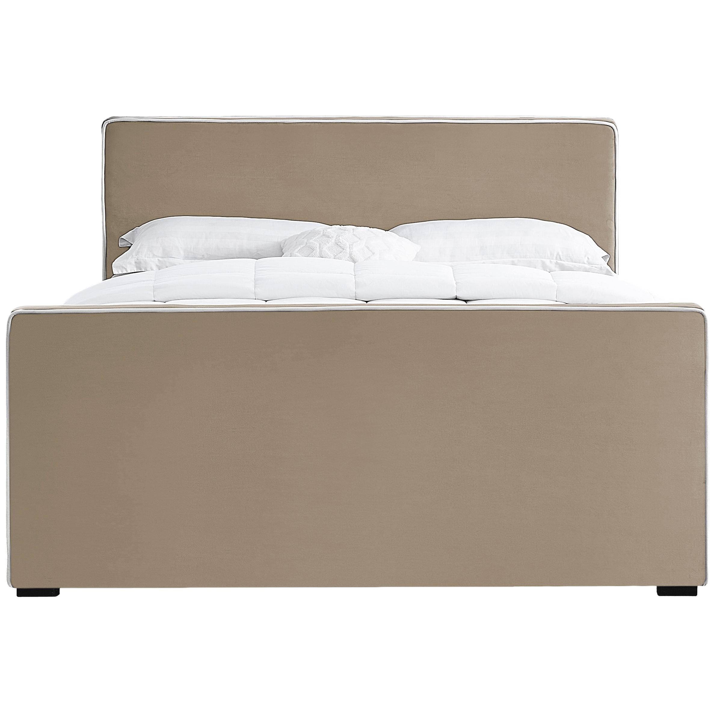 Meridian Dillard Beige Velvet King Bed