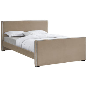 Meridian Dillard Beige Velvet Queen Bed