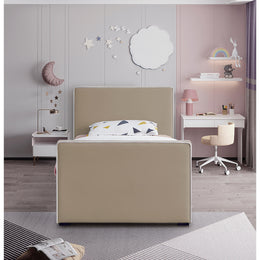 Meridian Dillard Beige Velvet Twin Bed