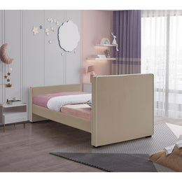 Meridian Dillard Beige Velvet Twin Bed