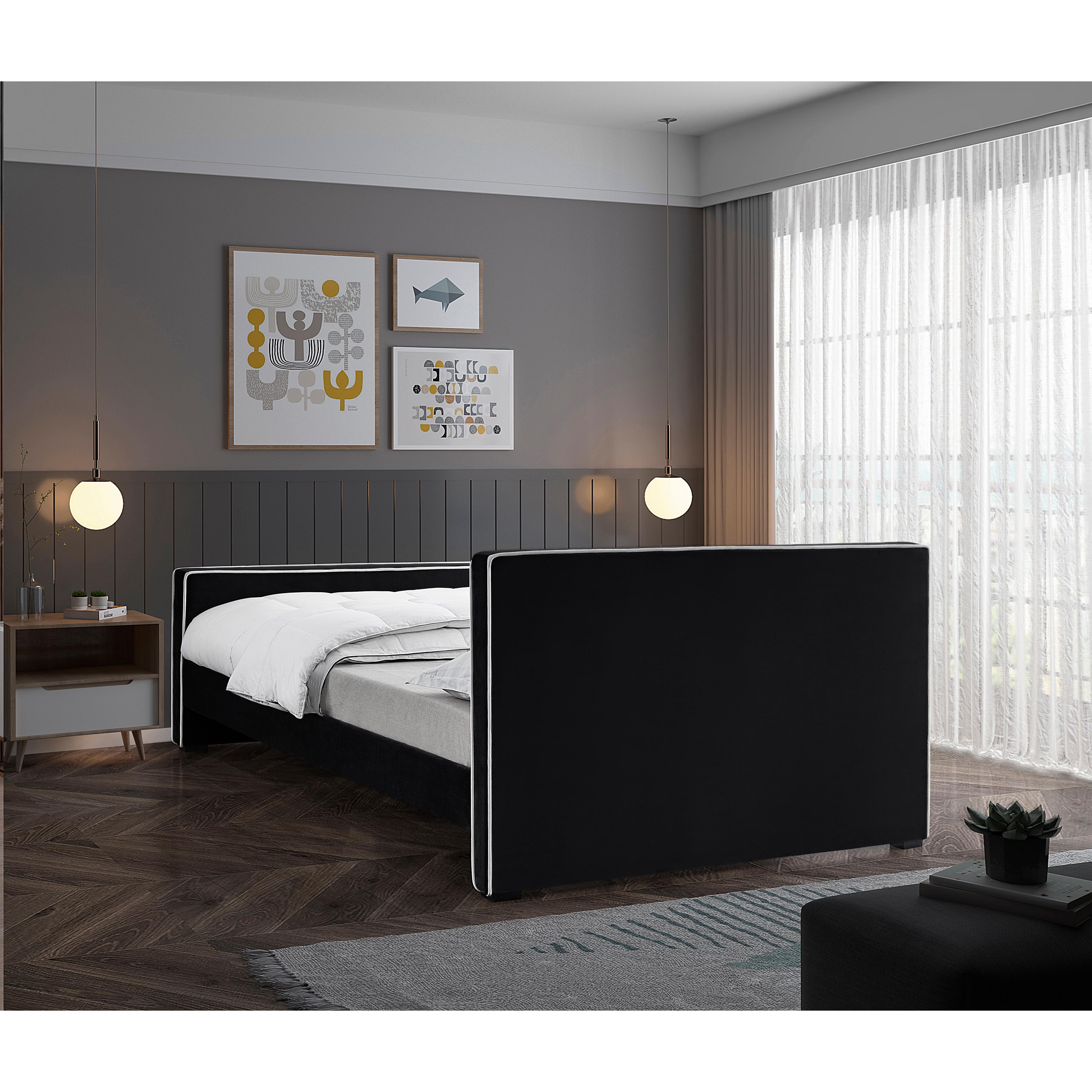 Meridian Dillard Black Velvet King Bed
