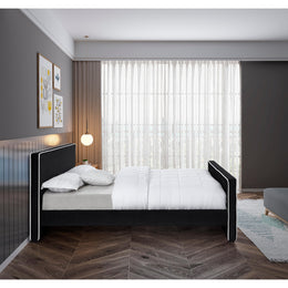 Meridian Dillard Black Velvet Queen Bed