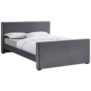 Meridian Dillard Grey Velvet Full Bed