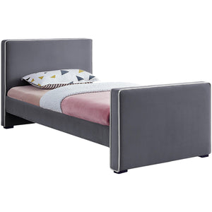 Meridian Dillard Grey Velvet Twin Bed