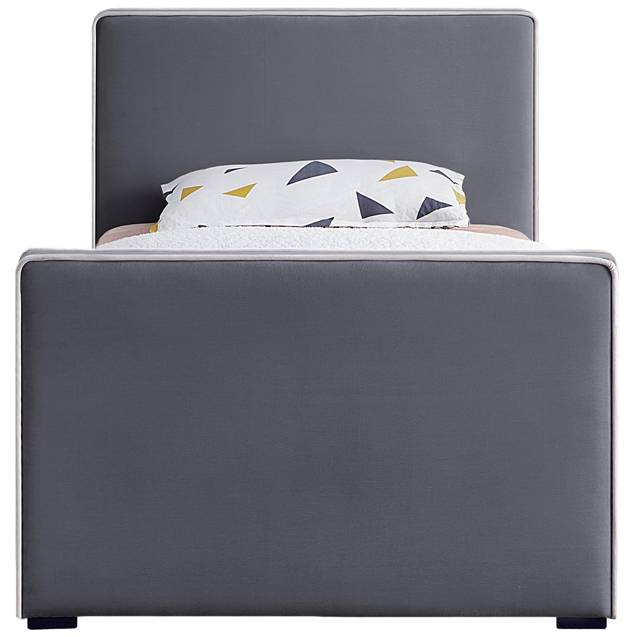 Meridian Dillard Grey Velvet Twin Bed