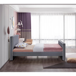 Meridian Dillard Grey Velvet Twin Bed