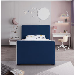 Meridian Dillard Navy Velvet Twin Bed