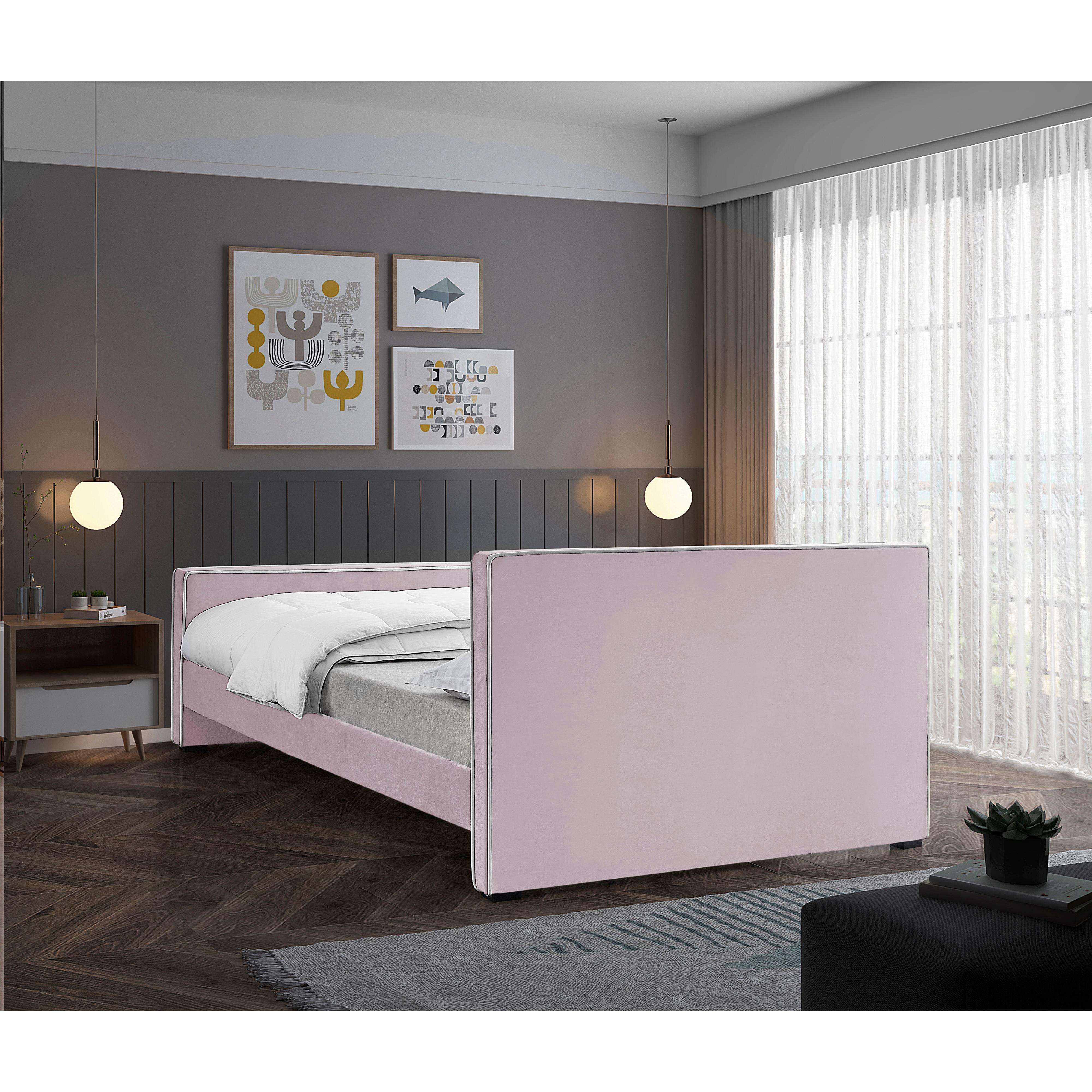 Meridian Dillard Pink Velvet King Bed
