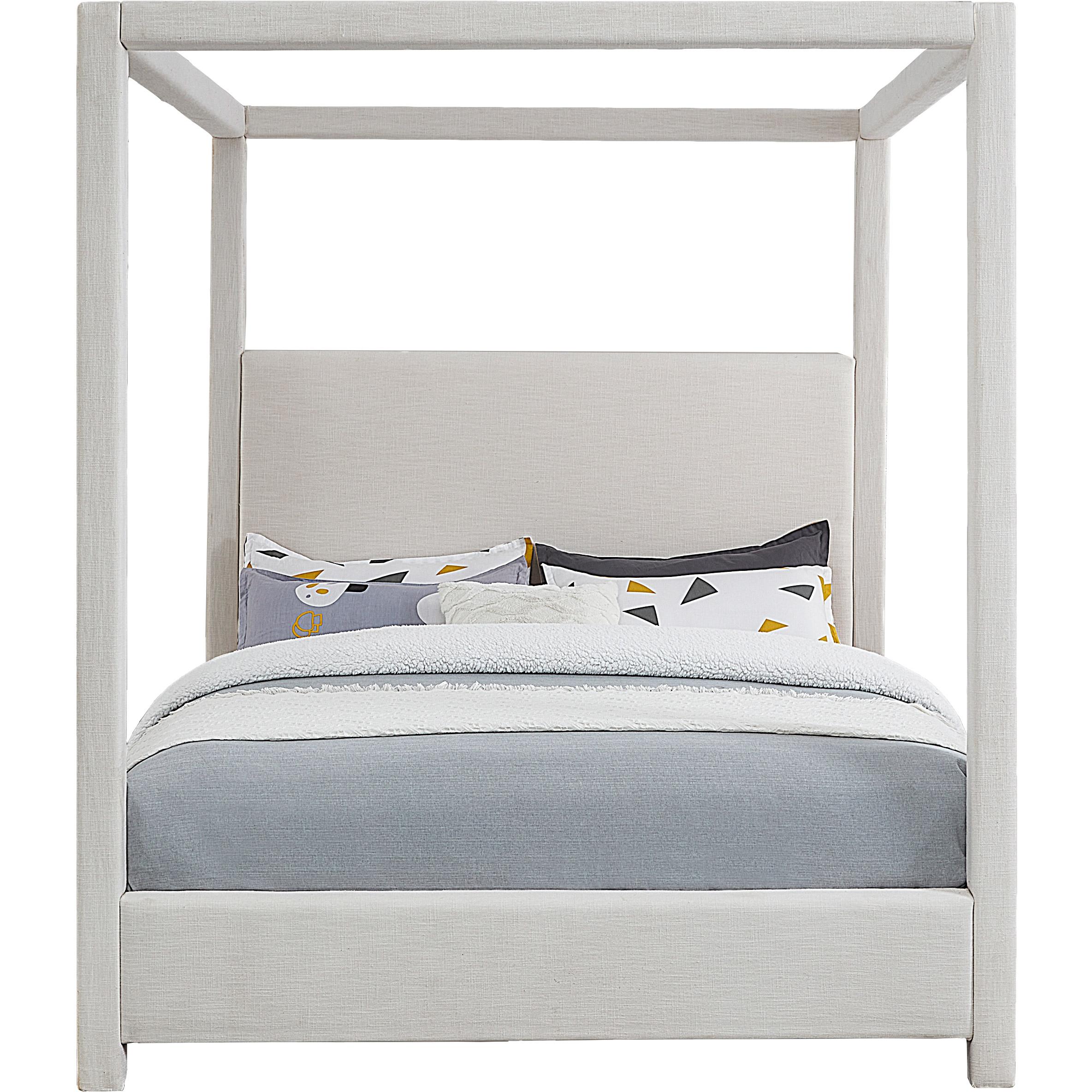 Meridian Emerson Cream Linen Textured Fabric King Bed (3 Boxes)