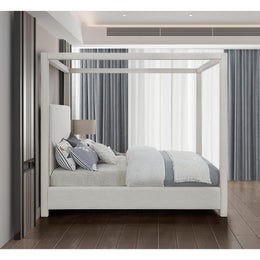 Meridian Emerson Cream Linen Textured Fabric King Bed (3 Boxes)