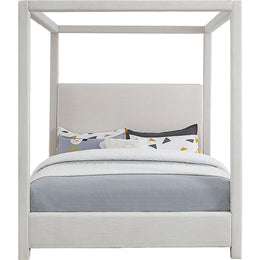 Meridian Emerson Cream Linen Textured Fabric Queen Bed (3 Boxes)