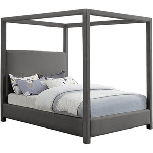 Meridian Emerson Grey Linen Textured Fabric King Bed (3 Boxes)