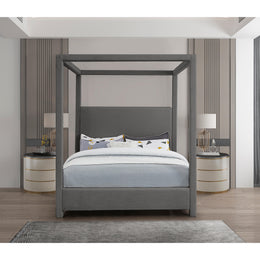 Meridian Emerson Grey Linen Textured Fabric King Bed (3 Boxes)