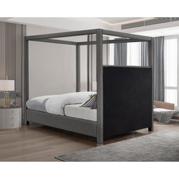Meridian Emerson Grey Linen Textured Fabric King Bed (3 Boxes)