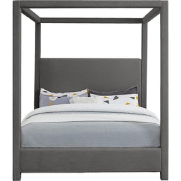 Meridian Emerson Grey Linen Textured Fabric Queen Bed (3 Boxes)