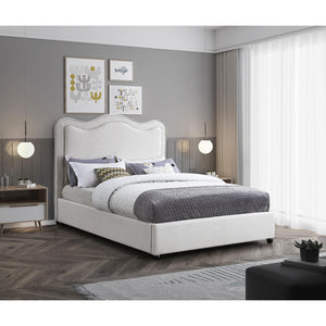 Meridian Felix Cream Linen Textured Fabric King Bed