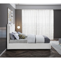 Meridian Felix Cream Linen Textured Fabric King Bed